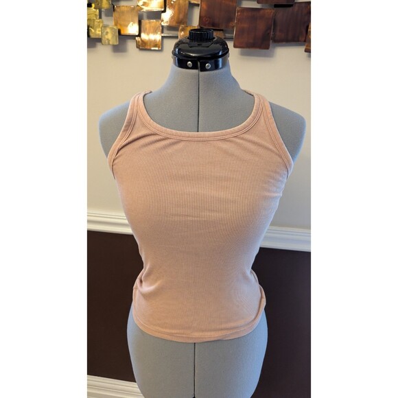 Aerie NEW NWT Womens Large Pink Ribbed Tank Top Gym Workout Yoga Active - Picture 2 of 5